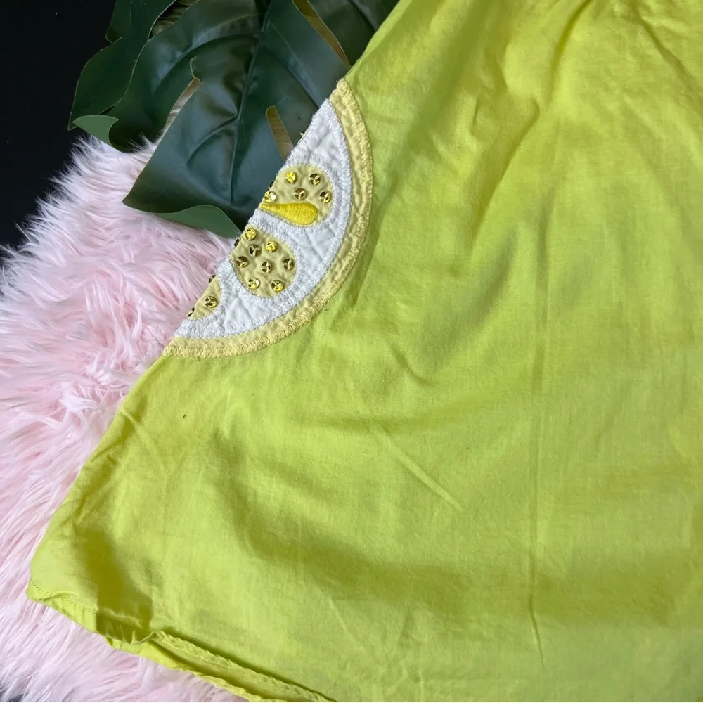 Vintage Gymboree Citrus Cooler Green Skater Skirt‎ Sz 7 Sequins Embroidery